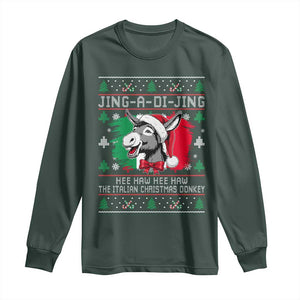 Italian Christmas Donkey Long Sleeve Shirt Jing a Di Jing Dominick the Ugly Christmas TS10 Dark Forest Green Print Your Wear