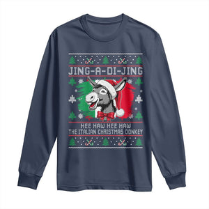 Italian Christmas Donkey Long Sleeve Shirt Jing a Di Jing Dominick the Ugly Christmas TS10 Navy Print Your Wear
