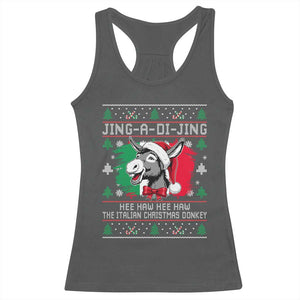 Italian Christmas Donkey Racerback Tank Top Jing a Di Jing Dominick the Ugly Christmas TS10 Dark Heather Print Your Wear