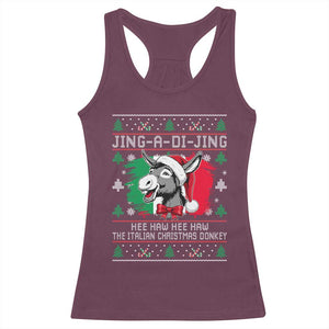 Italian Christmas Donkey Racerback Tank Top Jing a Di Jing Dominick the Ugly Christmas TS10 Maroon Print Your Wear