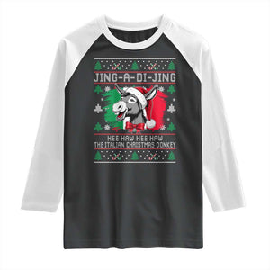 Italian Christmas Donkey Raglan Shirt Jing a Di Jing Dominick the Ugly Christmas TS10 Black White Print Your Wear