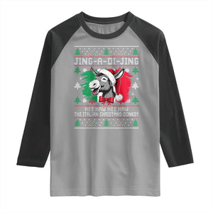 Italian Christmas Donkey Raglan Shirt Jing a Di Jing Dominick the Ugly Christmas TS10 Sport Gray Black Print Your Wear