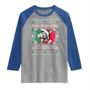 Italian Christmas Donkey Raglan Shirt Jing a Di Jing Dominick the Ugly Christmas TS10 Sport Gray Royal Print Your Wear