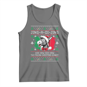 Italian Christmas Donkey Tank Top Jing a Di Jing Dominick the Ugly Christmas TS10 Black Heather Print Your Wear