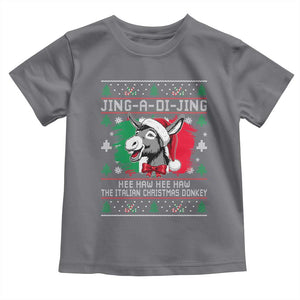 Italian Christmas Donkey Toddler T Shirt Jing a Di Jing Dominick the Ugly Christmas TS10 Charcoal Print Your Wear