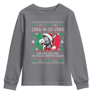 Italian Christmas Donkey Youth Sweatshirt Jing a Di Jing Dominick the Ugly Christmas TS10 Charcoal Print Your Wear