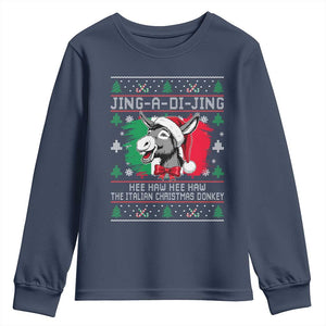 Italian Christmas Donkey Youth Sweatshirt Jing a Di Jing Dominick the Ugly Christmas TS10 Navy Print Your Wear