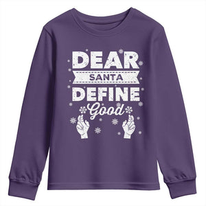 Dear Santa Christmas Youth Sweatshirt Naughty Nice Funny Funny Family Xmas Pajamas TS10 Purple Print Your Wear