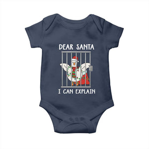 Funny Christmas Goose Baby Onesie Dear Santa I Can Explain Xmas Meme TS10 Navy Print Your Wear