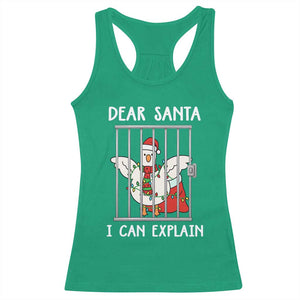 Funny Christmas Goose Racerback Tank Top Dear Santa I Can Explain Xmas Meme TS10 Irish Green Print Your Wear