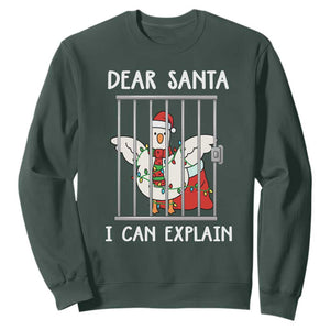Funny Christmas Goose Sweatshirt Dear Santa I Can Explain Xmas Meme TS10 Dark Forest Green Print Your Wear