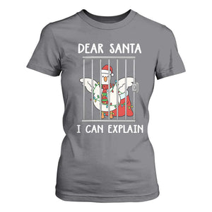 Funny Christmas Goose T Shirt For Women Dear Santa I Can Explain Xmas Meme TS10 Charcoal Print Your Wear