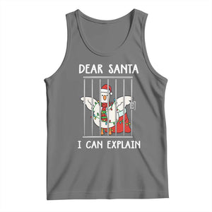 Funny Christmas Goose Tank Top Dear Santa I Can Explain Xmas Meme TS10 Black Heather Print Your Wear