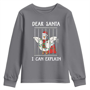 Funny Christmas Goose Youth Sweatshirt Dear Santa I Can Explain Xmas Meme TS10 Charcoal Print Your Wear