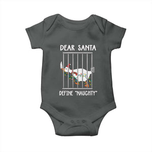 Funny Christmas Goose Baby Onesie Dear Santa Define Naughty Xmas Meme TS10 Dark Heather Print Your Wear