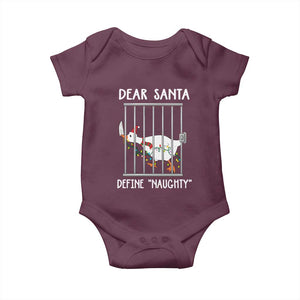 Funny Christmas Goose Baby Onesie Dear Santa Define Naughty Xmas Meme TS10 Maroon Print Your Wear