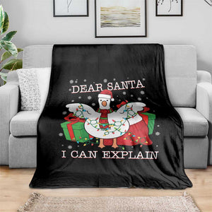 Funny Christmas Goose Throw Blanket Dear Santa I Can Explain Cute Xmas Meme TS10 Print Your Wear