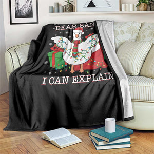 Funny Christmas Goose Throw Blanket Dear Santa I Can Explain Cute Xmas Meme TS10 Print Your Wear