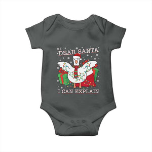 Funny Christmas Goose Baby Onesie Dear Santa I Can Explain Cute Xmas Meme TS10 Dark Heather Print Your Wear