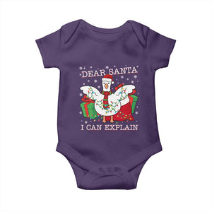 Funny Christmas Goose Baby Onesie Dear Santa I Can Explain Cute Xmas Meme TS10 Purple Print Your Wear