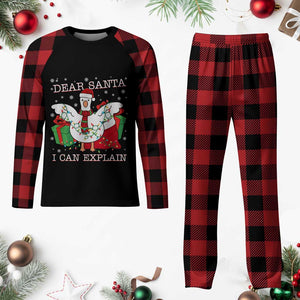 Funny Christmas Goose Plaid Pajama Set Dear Santa I Can Explain Cute Xmas Meme TS10 Buffalo Plaid Print Your Wear