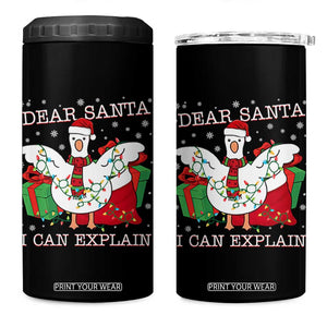 Funny Christmas Goose 4 in 1 Can Cooler Tumbler Dear Santa I Can Explain Cute Xmas Meme TS10 One Size: 16 oz Black Print Your Wear