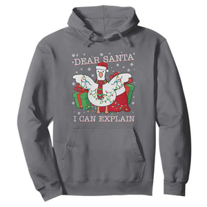 Funny Christmas Goose Hoodie Dear Santa I Can Explain Cute Xmas Meme - Print Your Wear