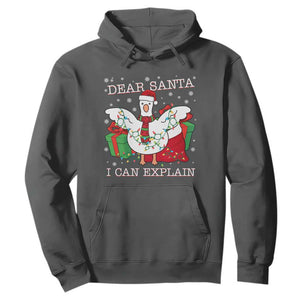 Funny Christmas Goose Hoodie Dear Santa I Can Explain Cute Xmas Meme TS10 Dark Heather Print Your Wear