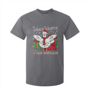 Funny Christmas Goose T Shirt For Kid Dear Santa I Can Explain Cute Xmas Meme TS10 Charcoal Print Your Wear
