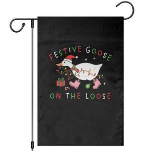 Funny Christmas Goose Garden Flag Festive Goose On The Loose Xmas Duck Meme TS10 Black Print Your Wear
