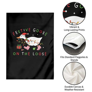 Funny Christmas Goose Garden Flag Festive Goose On The Loose Xmas Duck Meme TS10 Print Your Wear