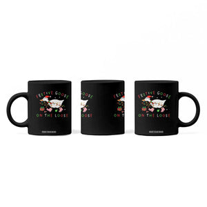 Funny Christmas Goose Coffee Mug Festive Goose On The Loose Xmas Duck Meme TS10 Print Your Wear