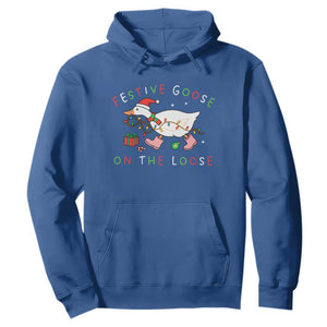 Funny Christmas Goose Hoodie Festive Goose On The Loose Xmas Duck Meme - Print Your Wear