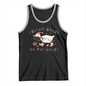 Funny Christmas Goose Tank Top Festive Goose On The Loose Xmas Duck Meme TS10 Black Athletic Heather Print Your Wear