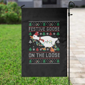 Funny Goose Ugly Christmas Garden Flag Festive Goose On The Loose TS10 Print Your Wear