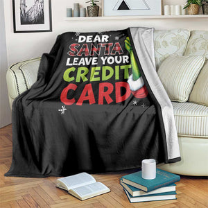 Funny Christmas Throw Blanket Dear Santa Leave Your Credit Card Red Plaid Pajamas TS10 Print Your Wear