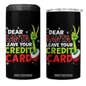 Funny Christmas 4 in 1 Can Cooler Tumbler Dear Santa Leave Your Credit Card Red Plaid Pajamas TS10 One Size: 16 oz Black Print Your Wear