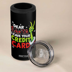 Funny Christmas 4 in 1 Can Cooler Tumbler Dear Santa Leave Your Credit Card Red Plaid Pajamas TS10 Print Your Wear