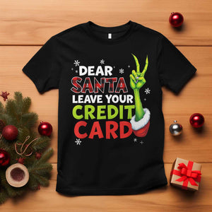 Funny Christmas T Shirt Dear Santa Leave Your Credit Card Red Plaid Pajamas TS10 Black Print Your Wear