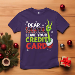 Funny Christmas T Shirt Dear Santa Leave Your Credit Card Red Plaid Pajamas TS10 Purple Print Your Wear