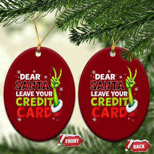 Funny Christmas Ceramic Ornament Dear Santa Leave Your Credit Card Red Plaid Pajamas TS10 Print Your Wear