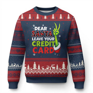 Funny Xmas Ugly Christmas Sweater Dear Santa Leave Your Credit Card Red Plaid Pajamas TS10 Navy Red Print Your Wear