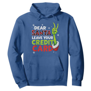 Funny Christmas Hoodie Dear Santa Leave Your Credit Card Red Plaid Pajamas TS10 Royal Blue Print Your Wear