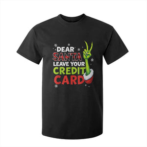 Funny Christmas T Shirt For Kid Dear Santa Leave Your Credit Card Red Plaid Pajamas TS10 Black Print Your Wear