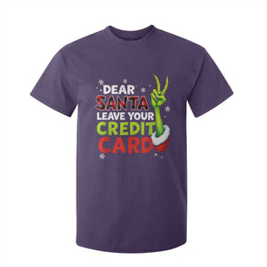 Funny Christmas T Shirt For Kid Dear Santa Leave Your Credit Card Red Plaid Pajamas TS10 Purple Print Your Wear