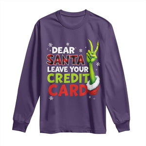 Funny Christmas Long Sleeve Shirt Dear Santa Leave Your Credit Card Red Plaid Pajamas TS10 Purple Print Your Wear