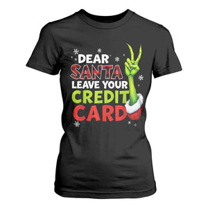 Funny Christmas T Shirt For Women Dear Santa Leave Your Credit Card Red Plaid Pajamas TS10 Black Print Your Wear