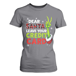 Funny Christmas T Shirt For Women Dear Santa Leave Your Credit Card Red Plaid Pajamas TS10 Charcoal Print Your Wear
