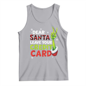 Funny Christmas Tank Top Dear Santa Leave Your Credit Card Red Plaid Pajamas TS10 Athletic Heather Print Your Wear