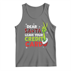 Funny Christmas Tank Top Dear Santa Leave Your Credit Card Red Plaid Pajamas TS10 Black Heather Print Your Wear